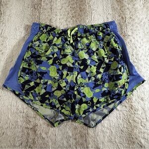 Nike Dri-FIT XL Running Shorts Blue Green Floral Geometric Print Lined